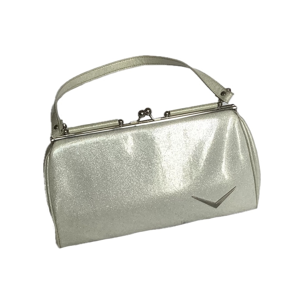 luxe de ville kiss lock getaway purse white sparkle